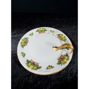 NAPPY Handled dish Made In Bavaria 7" hand painted Peaches Blueberries vintage